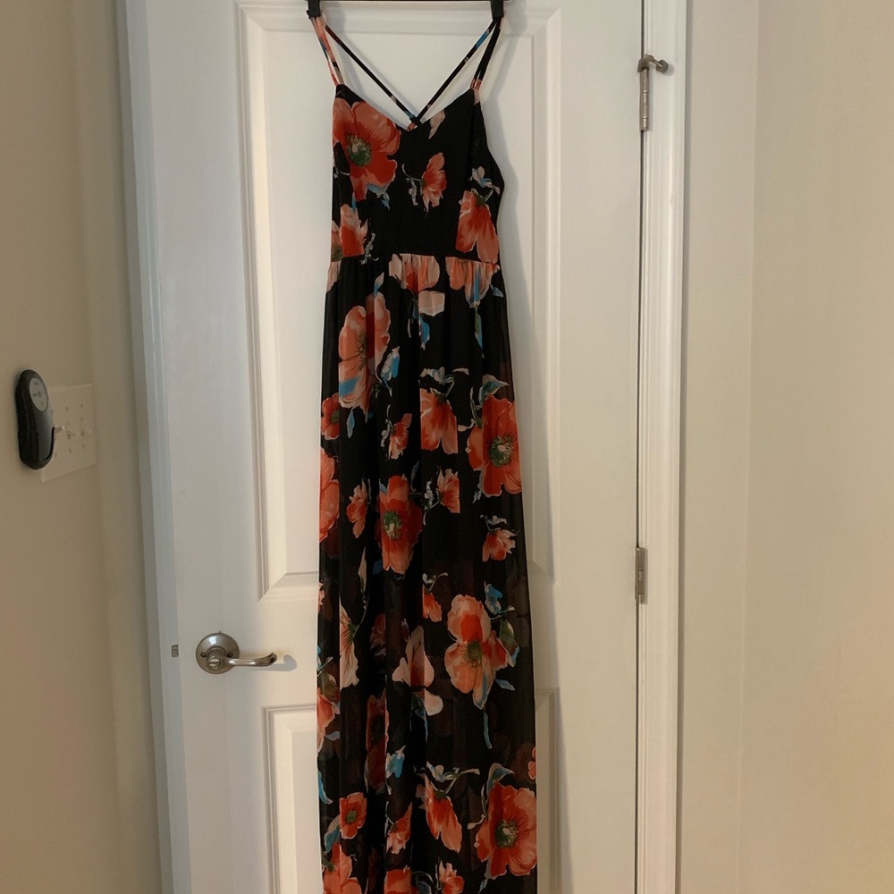 Black Floral Maxi Dress By She + Sky